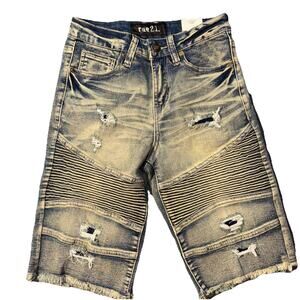 Rue21 Jean Shorts Mens 26 Blue Denim Supreme Flex Stretch Distressed NWT Thrash